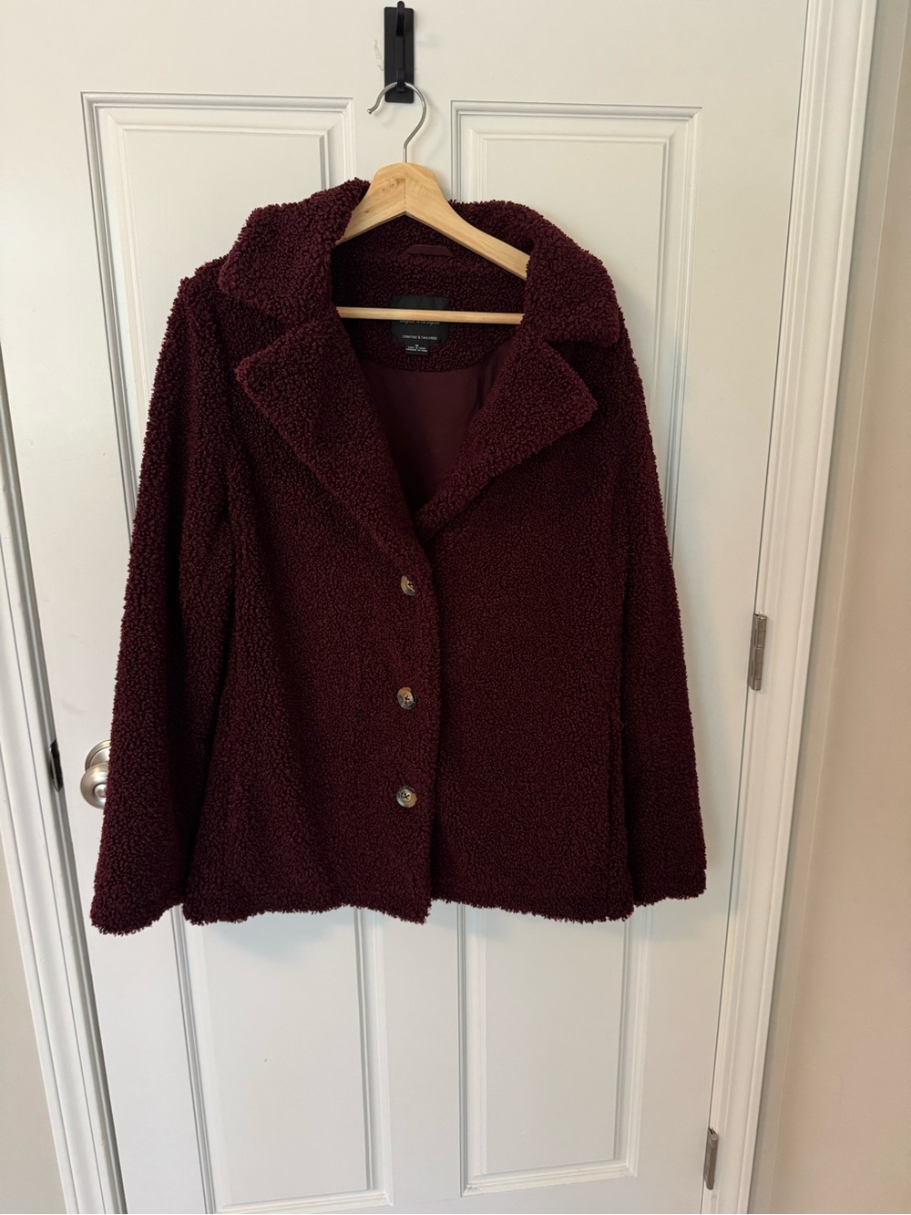 Sanctuary Burgundy Teddy Sherpa Button Jacket